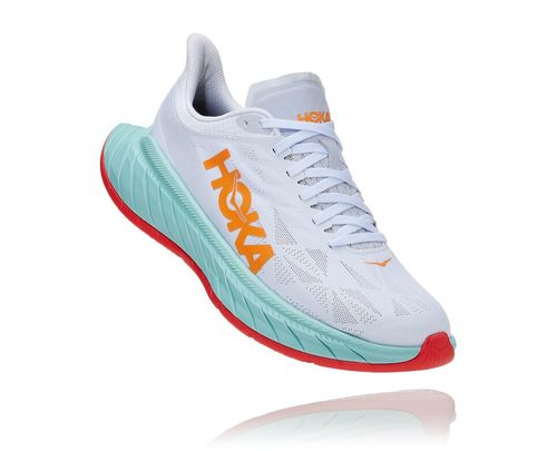 Hoka One One Carbon X 2 Women's Road Running Shoes White / Blazing Orange | 2753146-ZQ