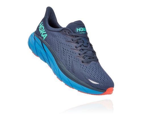 Hoka One One Clifton 8 Men's Road Running Shoes Outer Space / Vallarta Blue | 2918057-OD
