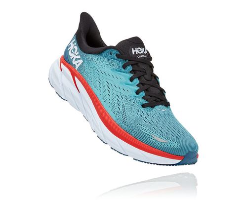 Hoka One One Clifton 8 Men's Road Running Shoes Real Teal / Aquarelle | 3781609-WI